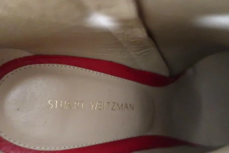 Stuart Weitzman Pureaok Knöchelstiefel Rot Leder Größe 6.5 Spitze Stiefeletten