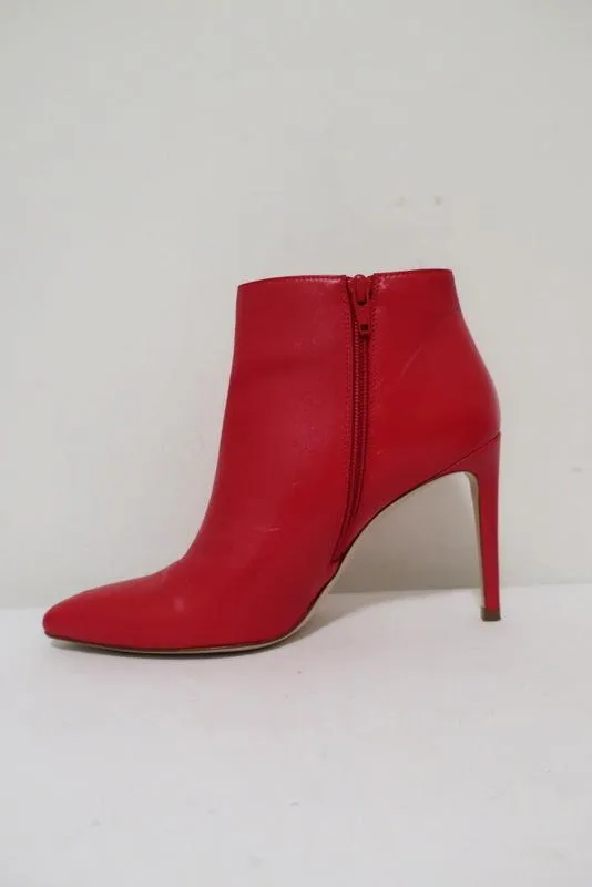 Stuart Weitzman Pureaok Knöchelstiefel Rot Leder Größe 6.5 Spitze Stiefeletten