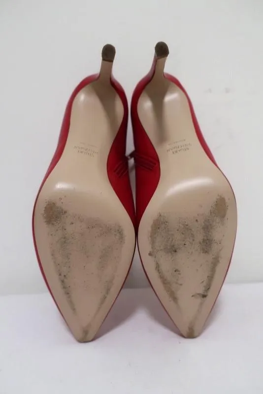 Stuart Weitzman Pureaok Knöchelstiefel Rot Leder Größe 6.5 Spitze Stiefeletten