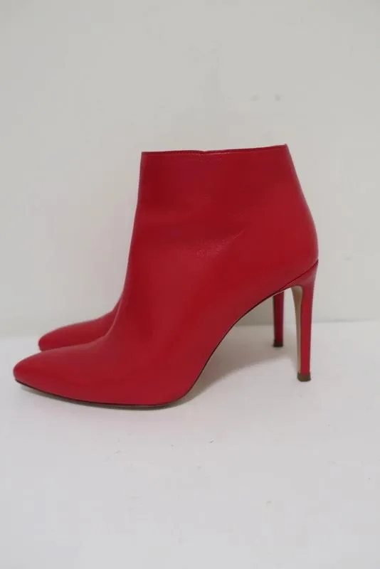 Stuart Weitzman Pureaok Knöchelstiefel Rot Leder Größe 6.5 Spitze Stiefeletten