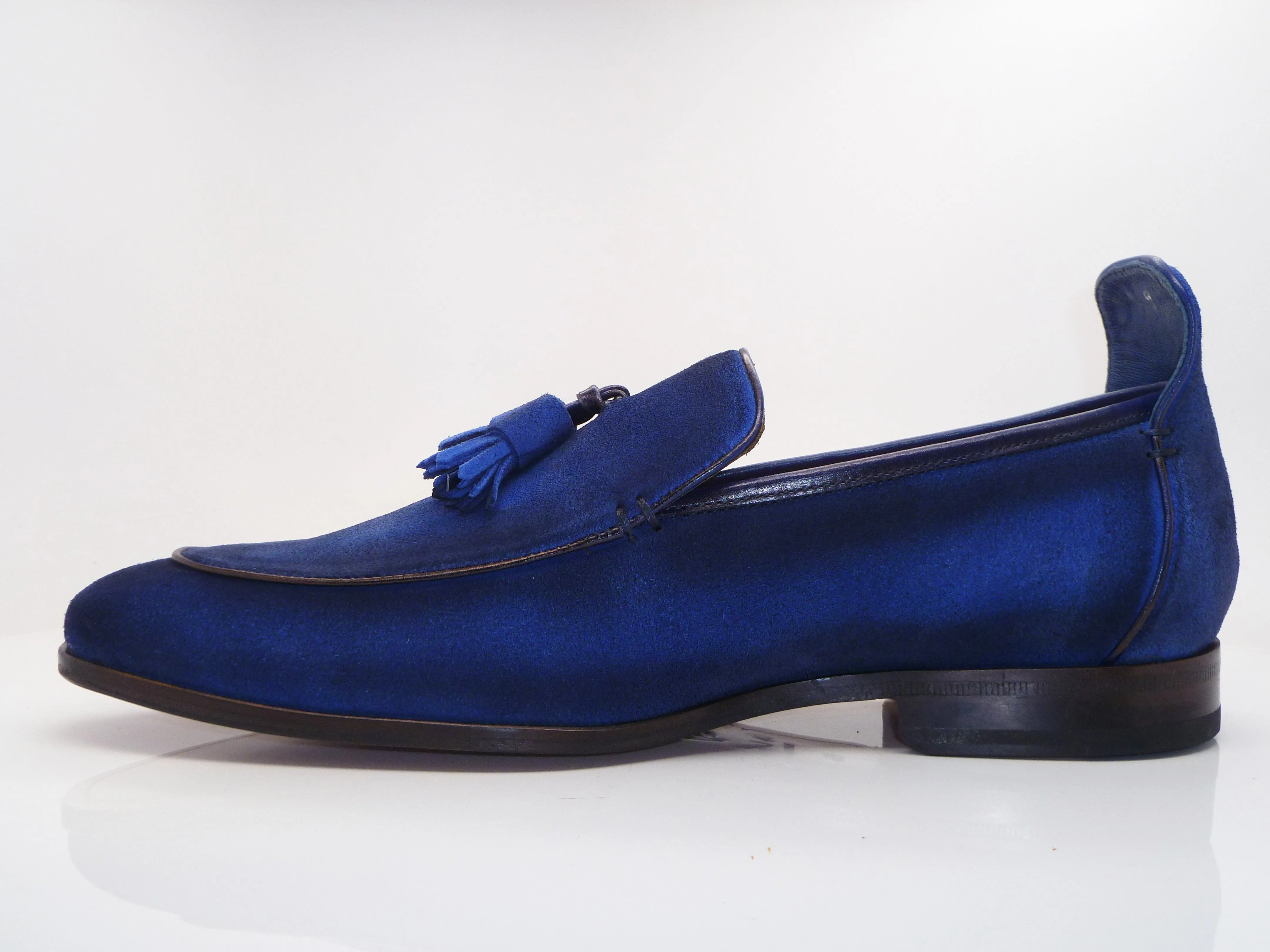 Blaue Wildleder-Loafer mit Quaste und Schlupfverschluss