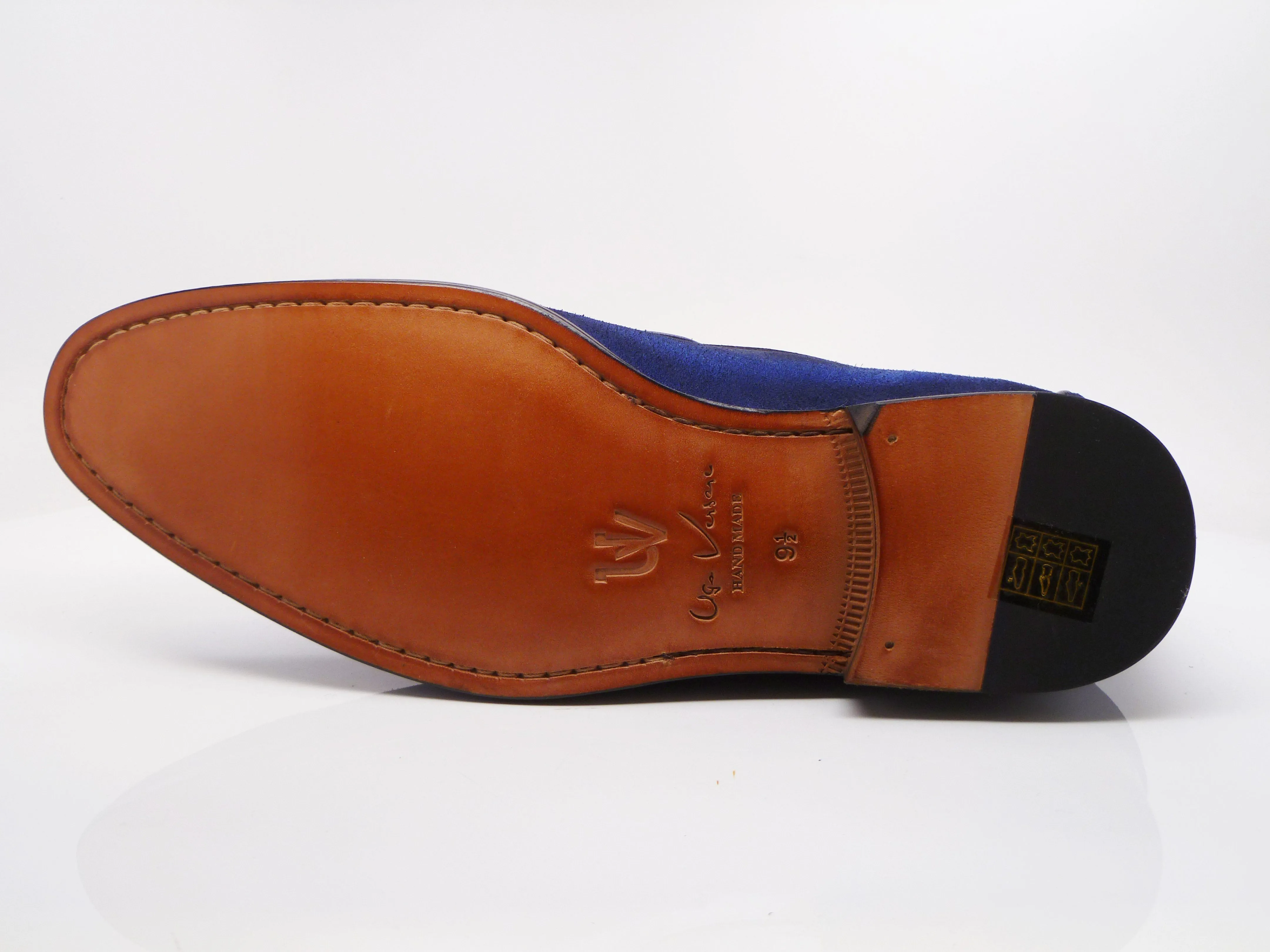 Blaue Wildleder-Loafer mit Quaste und Schlupfverschluss