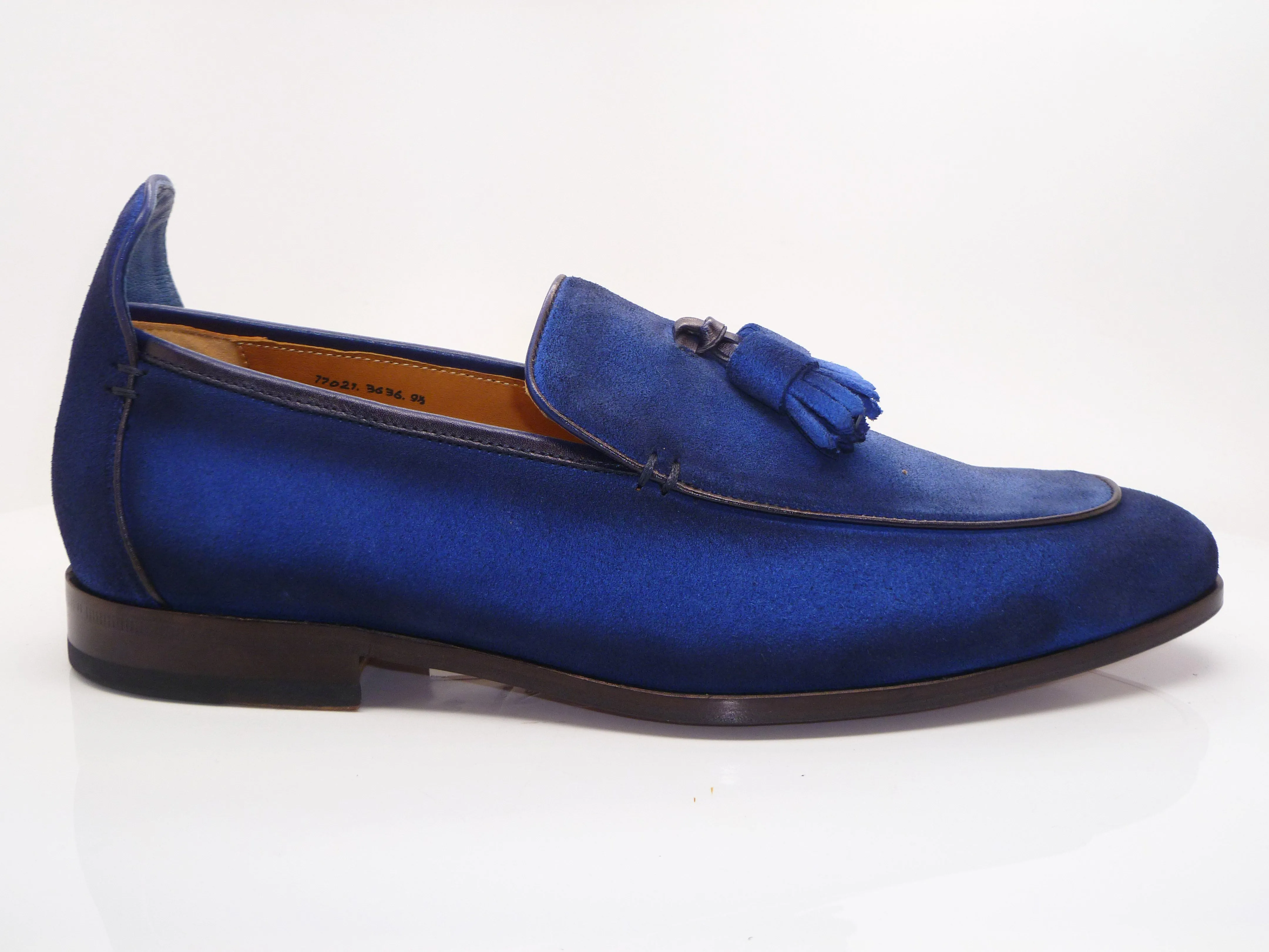 Blaue Wildleder-Loafer mit Quaste und Schlupfverschluss