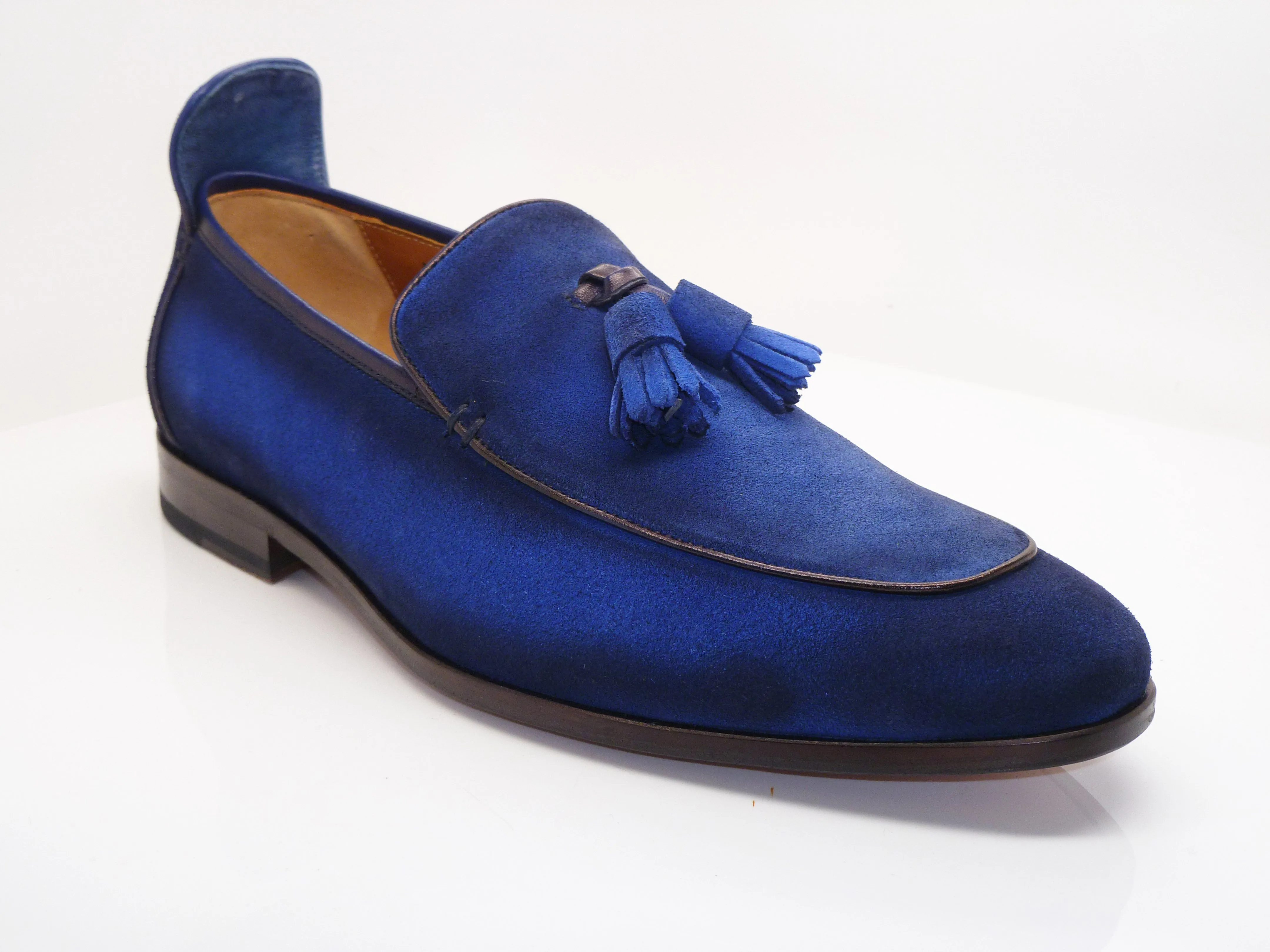 Blaue Wildleder-Loafer mit Quaste und Schlupfverschluss