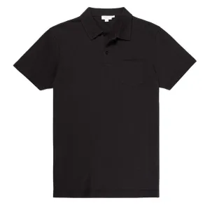 Sunspel Riviera Kurzarm-Polohemd Schwarz