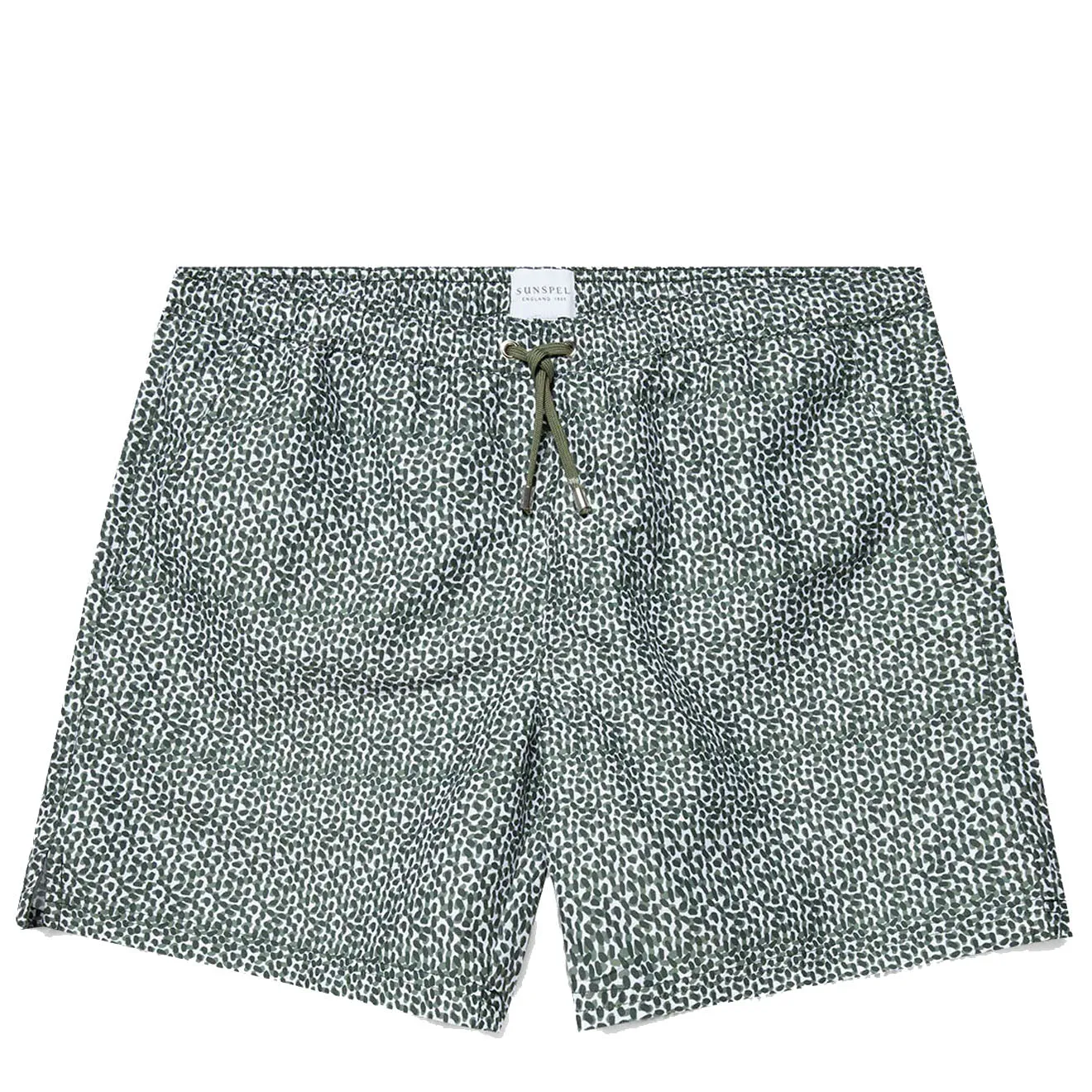 Sunspel Badeshorts Grün mit gemustertem Punktdruck