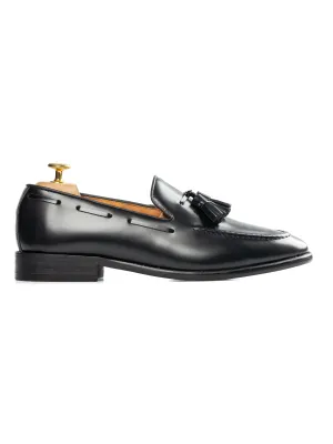 Quasten-Loafer - Schwarz Glattleder