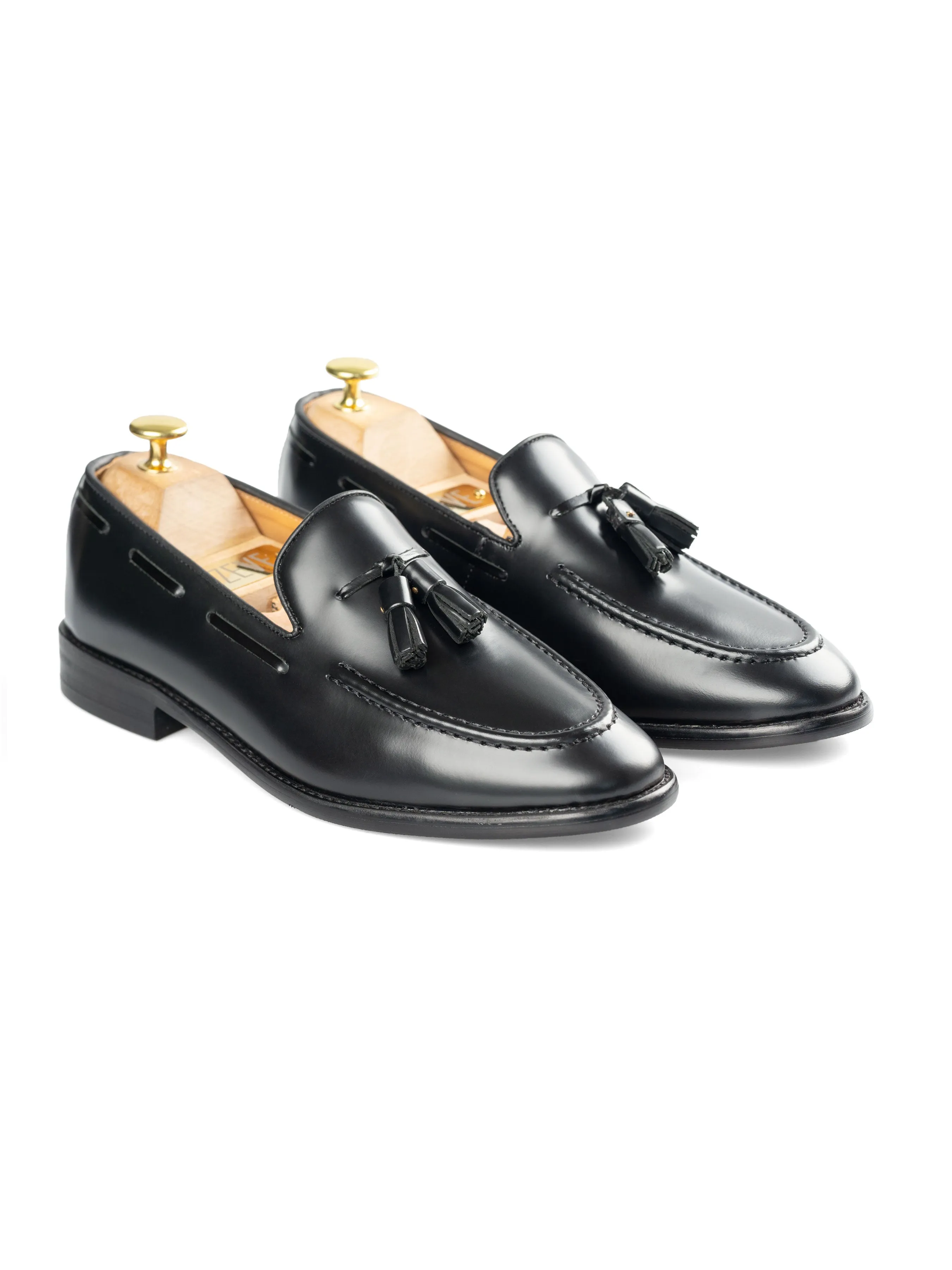 Quasten-Loafer - Schwarz Glattleder