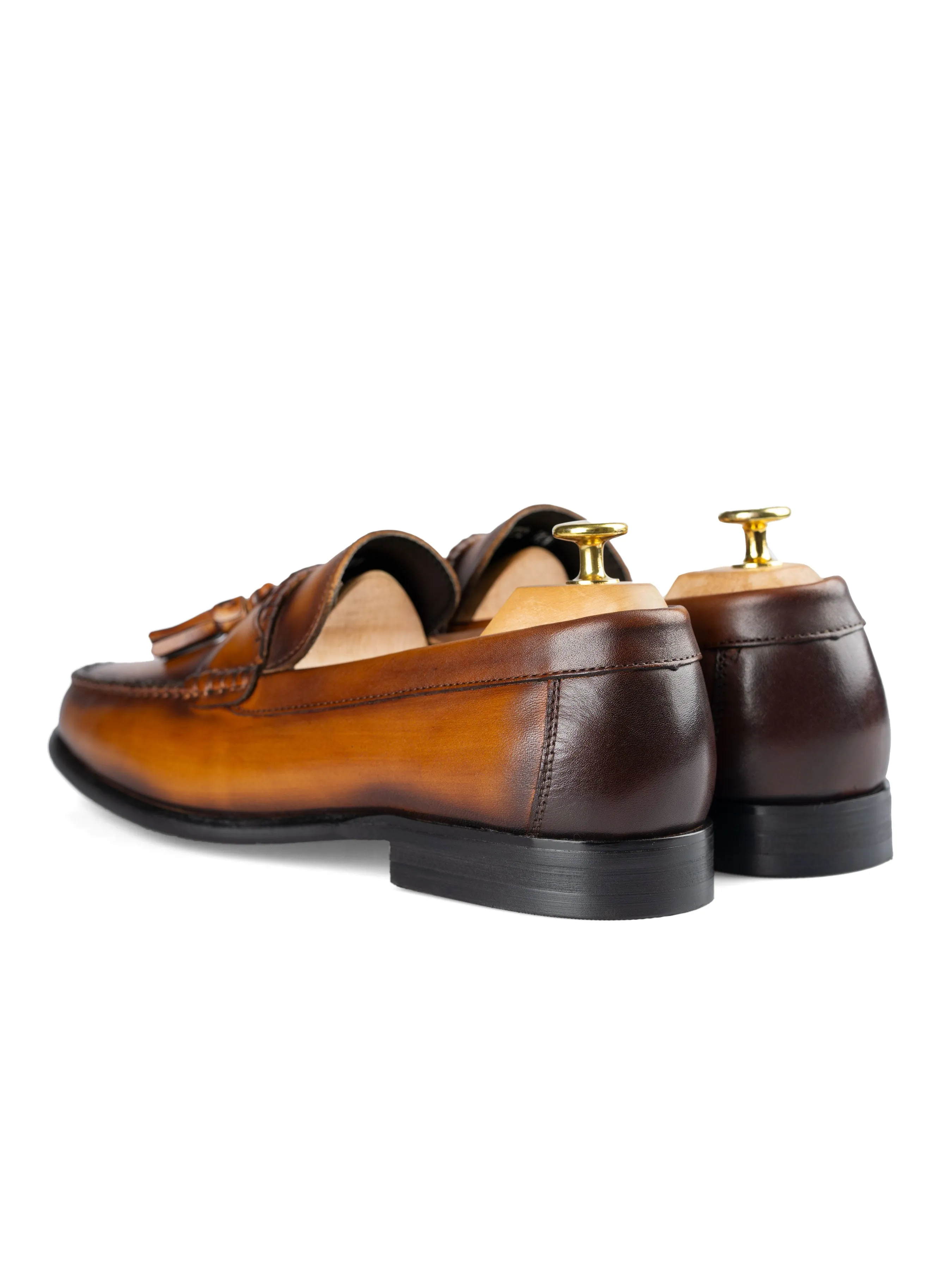 Quaste Moccasin Loafer - Cognac Braun (Handbemalte Patina)