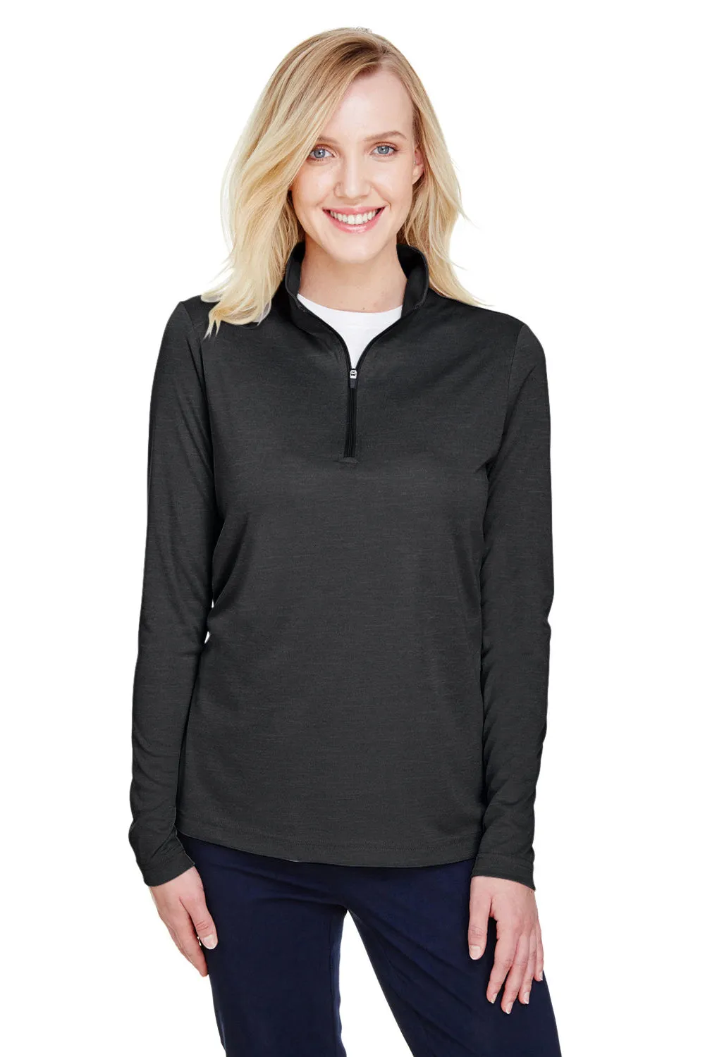Team 365 Damen Zone Sonic Performance Feuchtigkeitstransportierendes 1/4-Zip Sweatshirt - Heather Schwarz