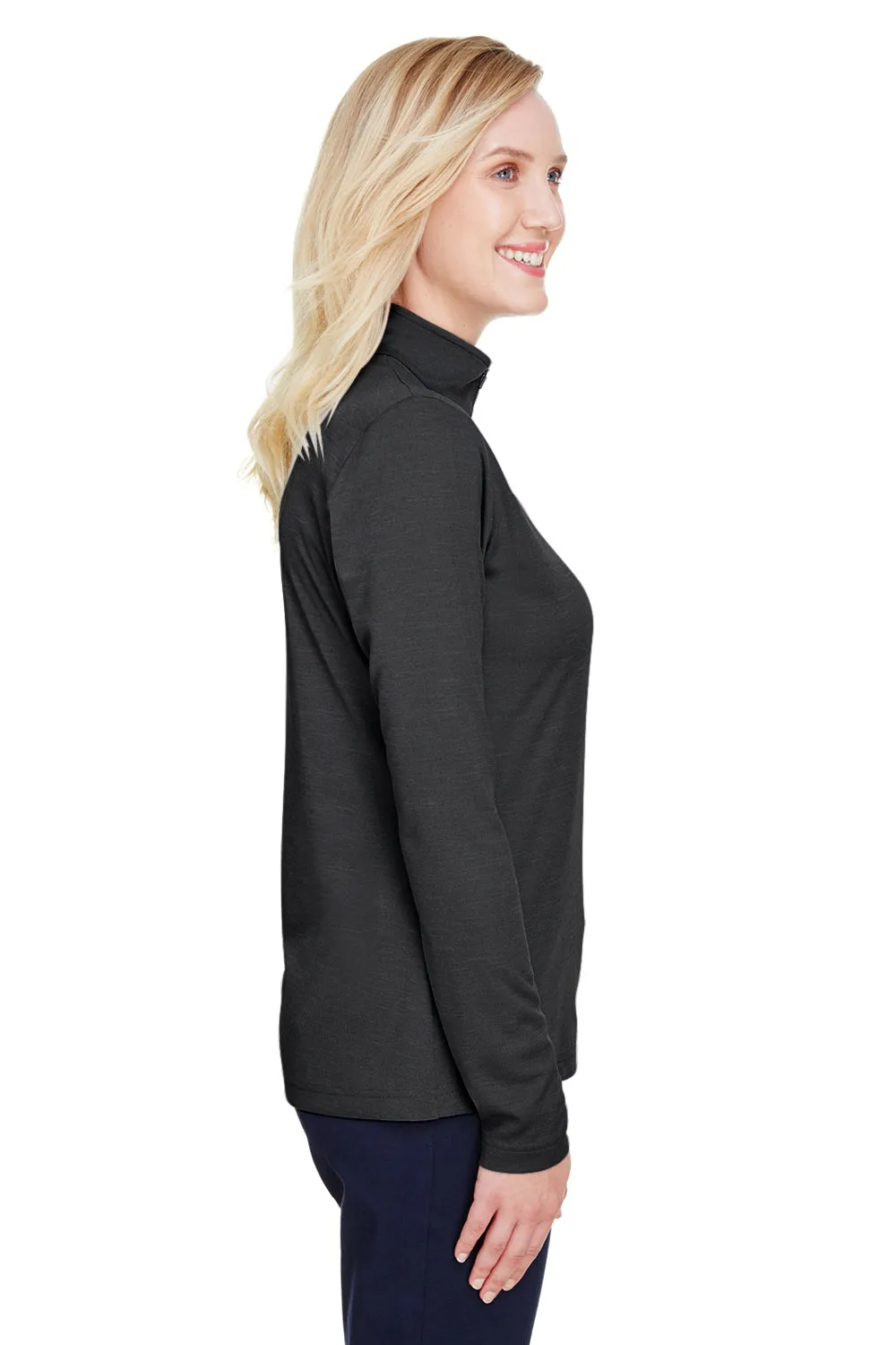 Team 365 Damen Zone Sonic Performance Feuchtigkeitstransportierendes 1/4-Zip Sweatshirt - Heather Schwarz