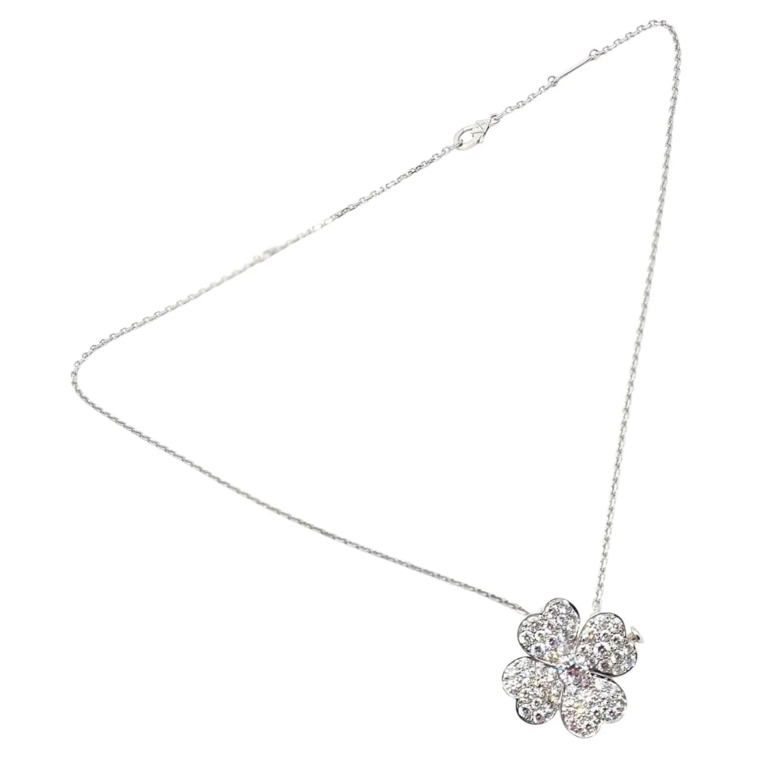 Van Cleef & Arpels Cosmos Brosche Anhänger Halskette aus 18 Karat Weißgold mit Diamanten in mittlerer Größe