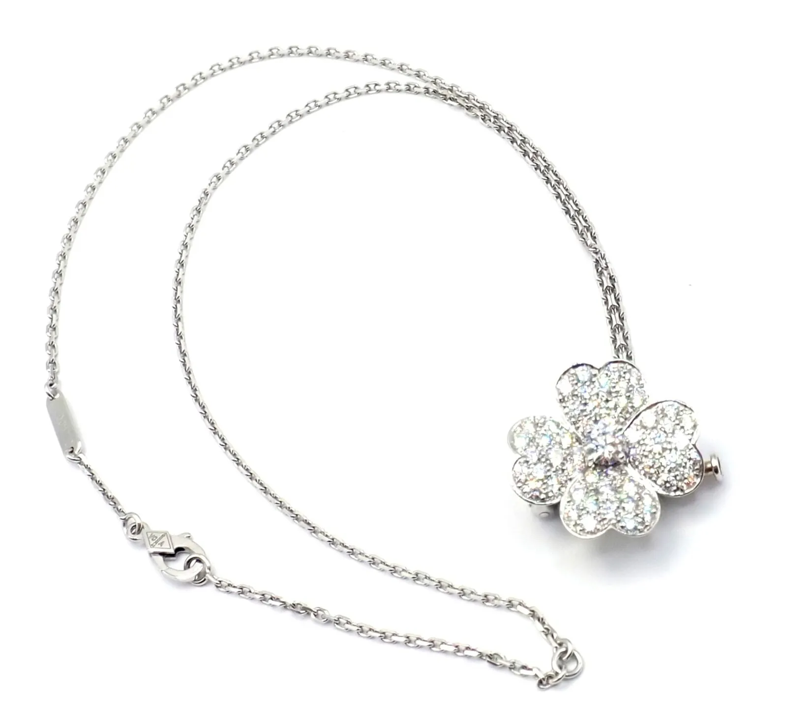 Van Cleef & Arpels Cosmos Brosche Anhänger Halskette aus 18 Karat Weißgold mit Diamanten in mittlerer Größe