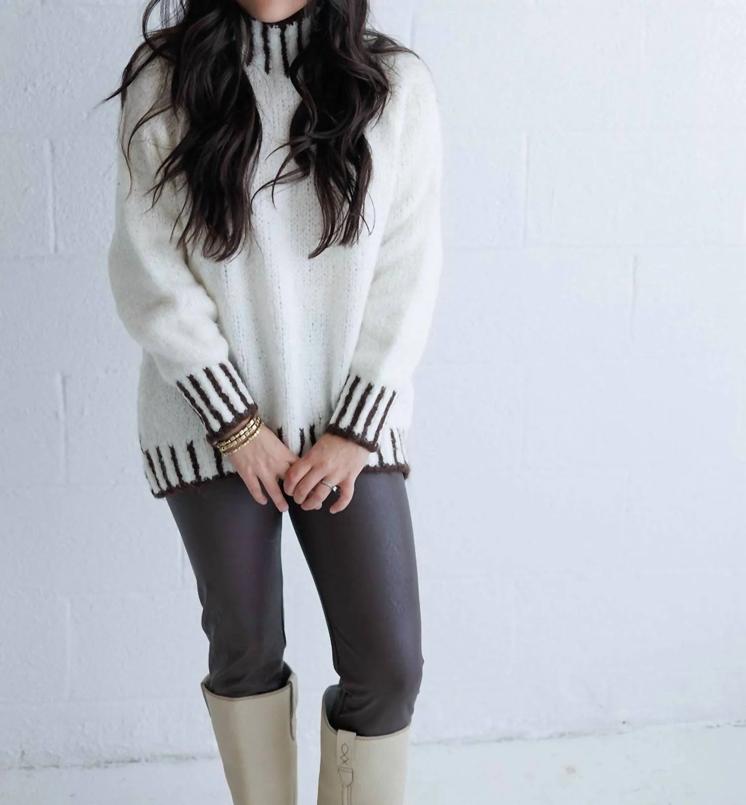 Vegane Leder-Leggings in Schokolade