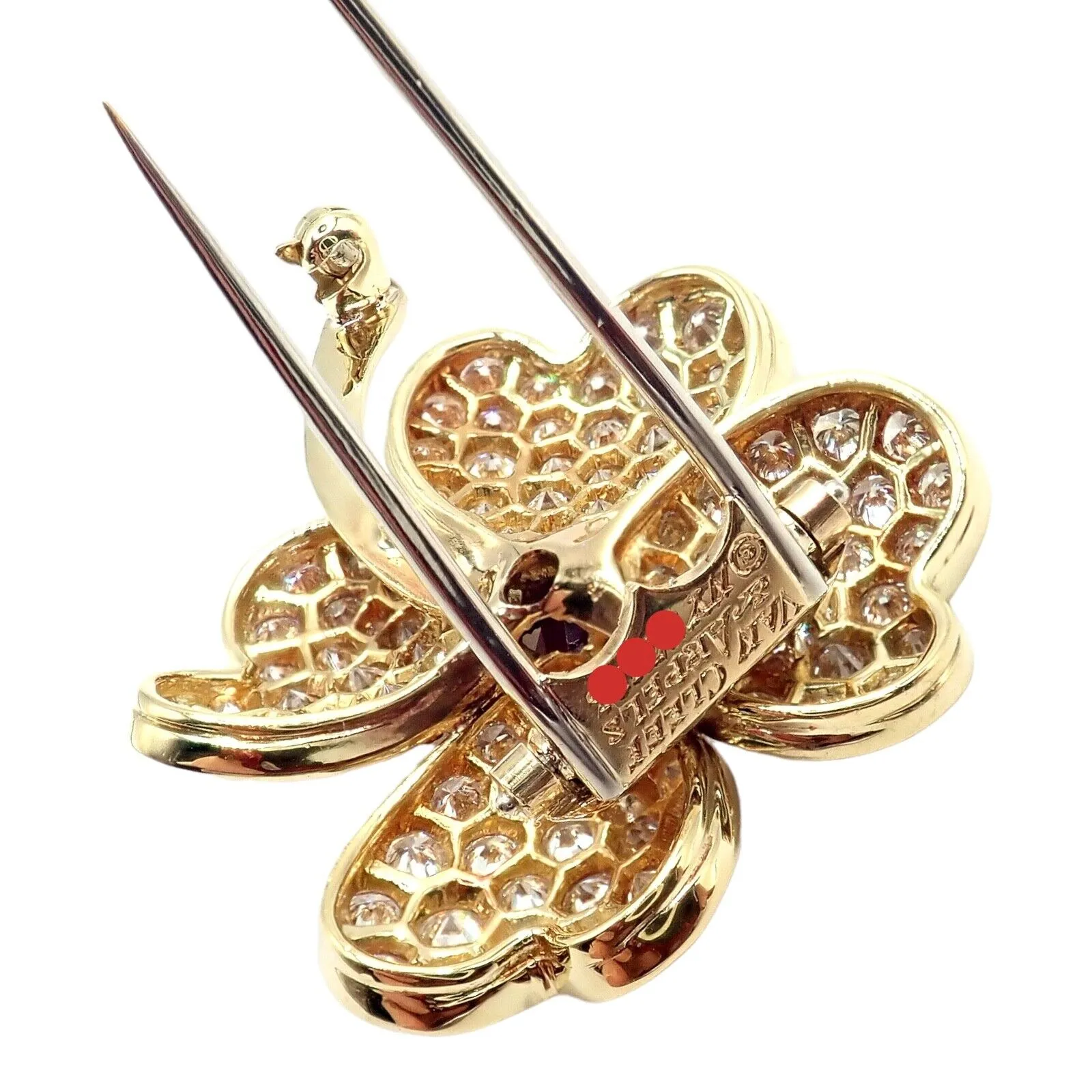 Vintage! Van Cleef & Arpels Cosmos Brosche & Anhänger aus 18 Karat Gelbgold mit Diamanten und Rubinen