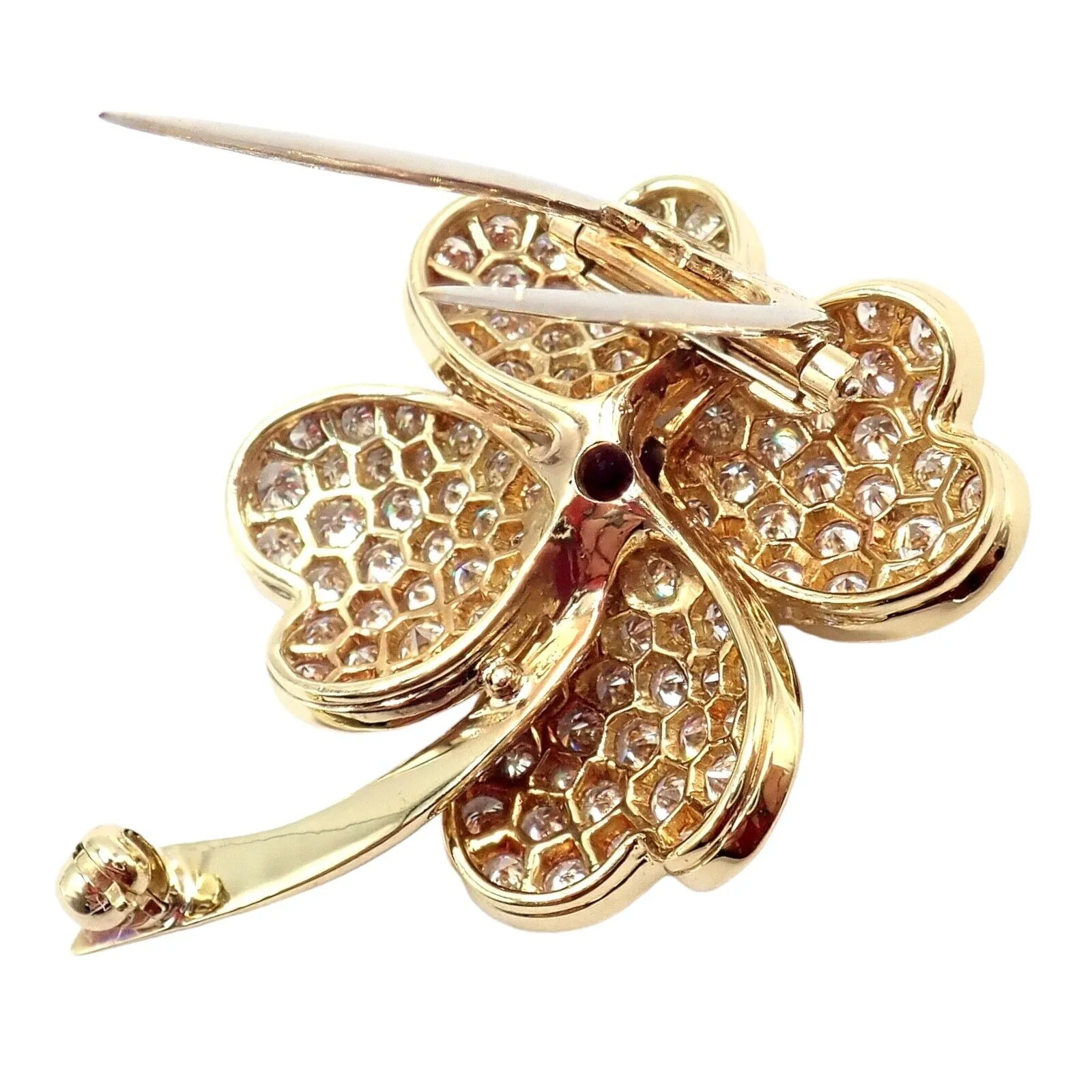 Vintage! Van Cleef & Arpels Cosmos Brosche & Anhänger aus 18 Karat Gelbgold mit Diamanten und Rubinen