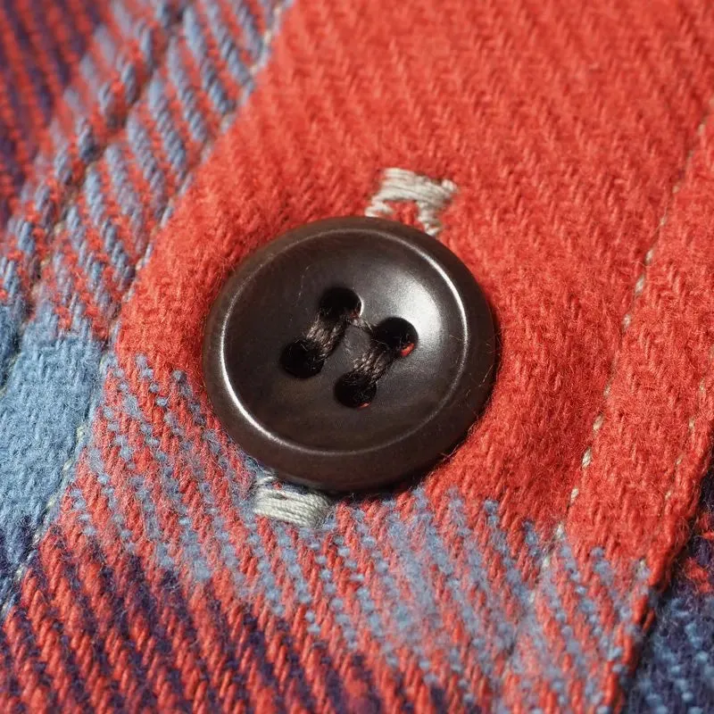 Warehouse & Co Los 3022 Flanell mit Kinnriemen - Lachs/Blau (Nicht waschen)