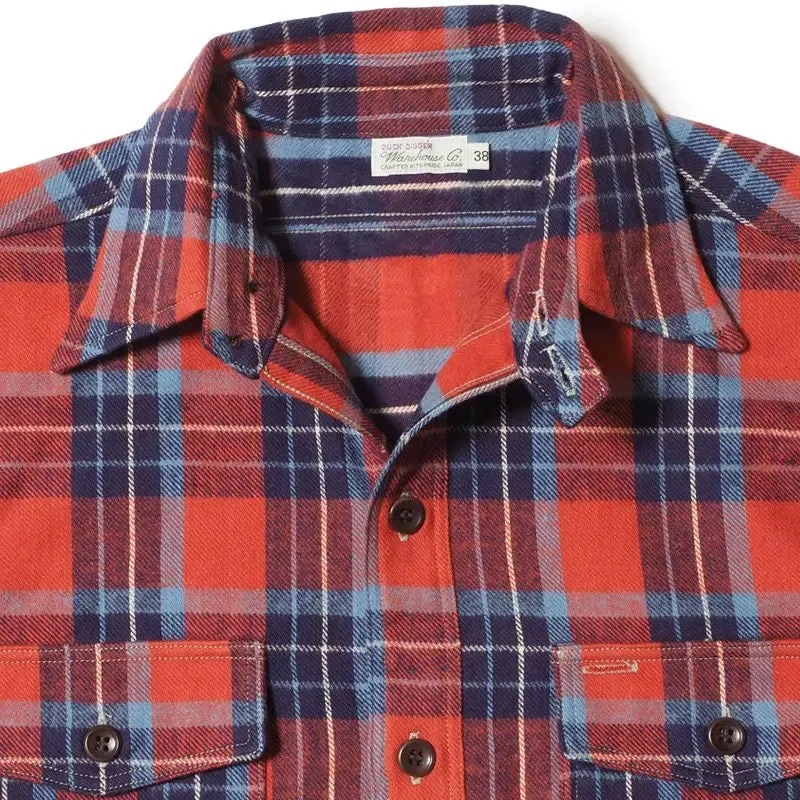 Warehouse & Co Los 3022 Flanell mit Kinnriemen - Lachs/Blau (Nicht waschen)