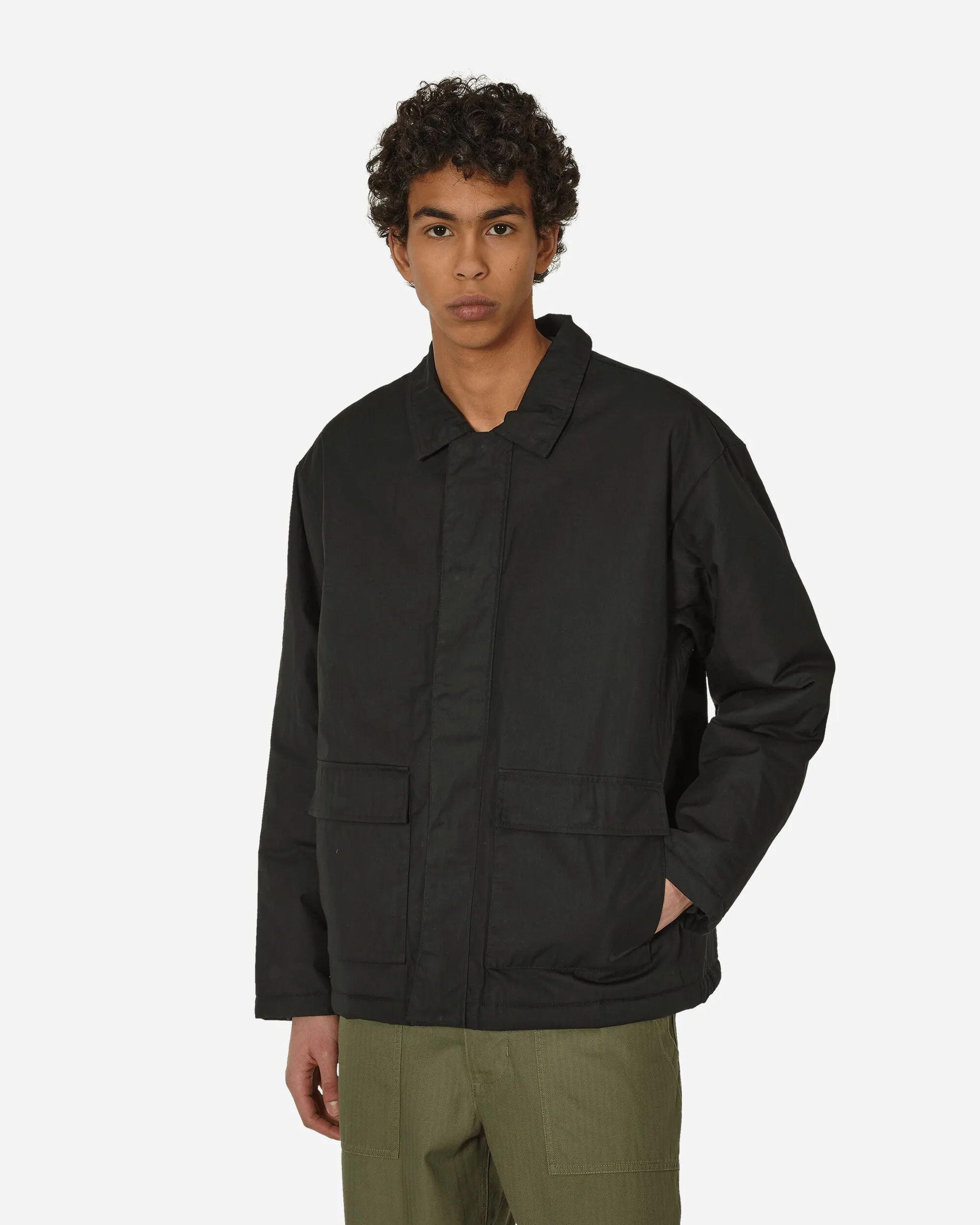 Gewachste Canvas Arbeitsjacke Schwarz