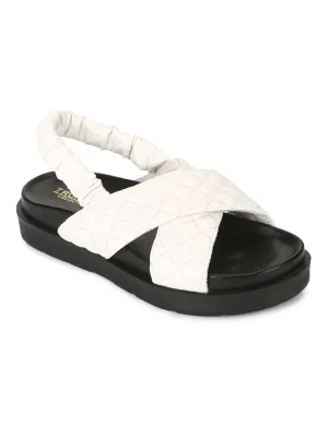 Weiße PU-Sandalen mit Steppung und Plateauabsatz