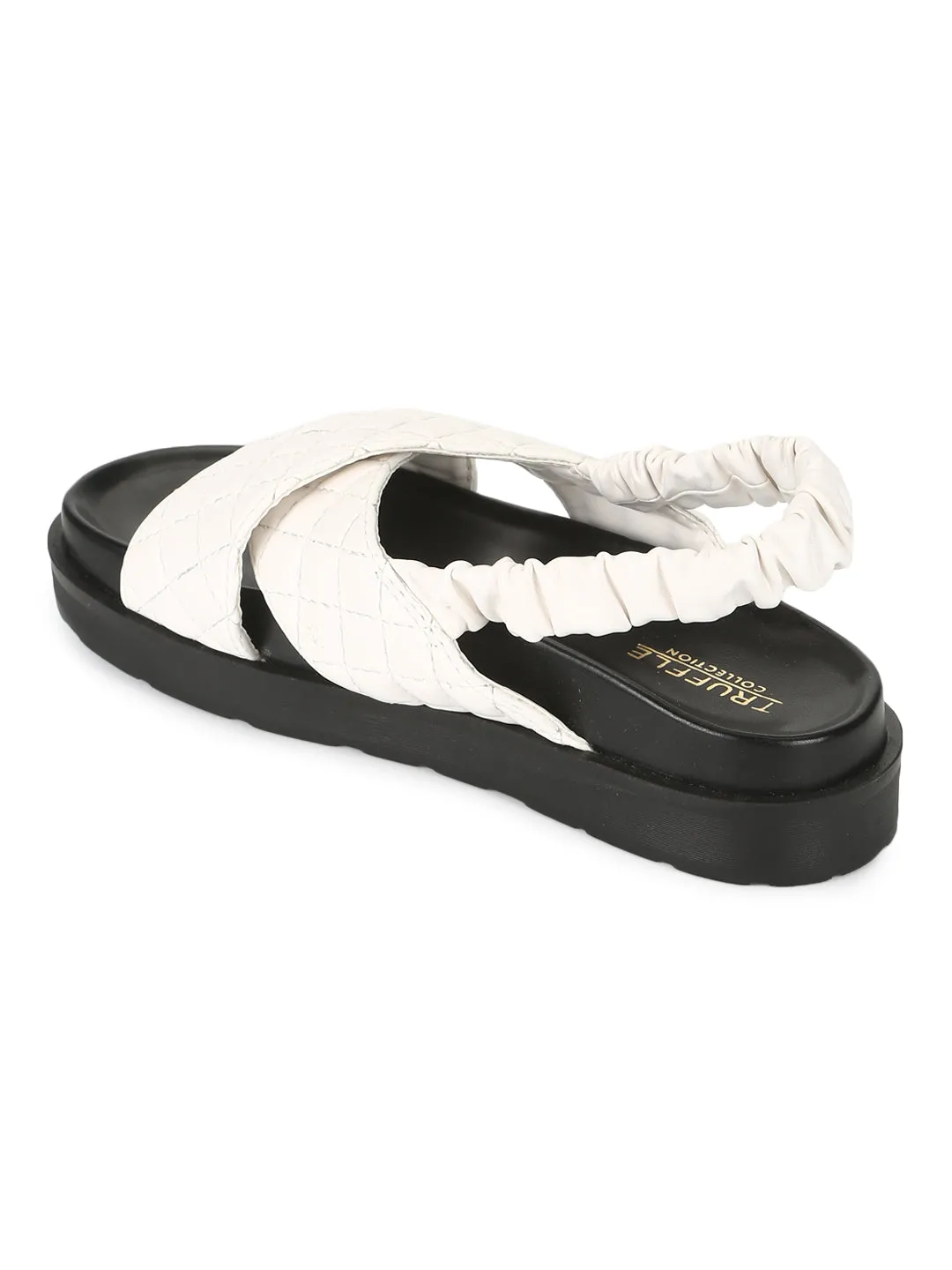Weiße PU-Sandalen mit Steppung und Plateauabsatz