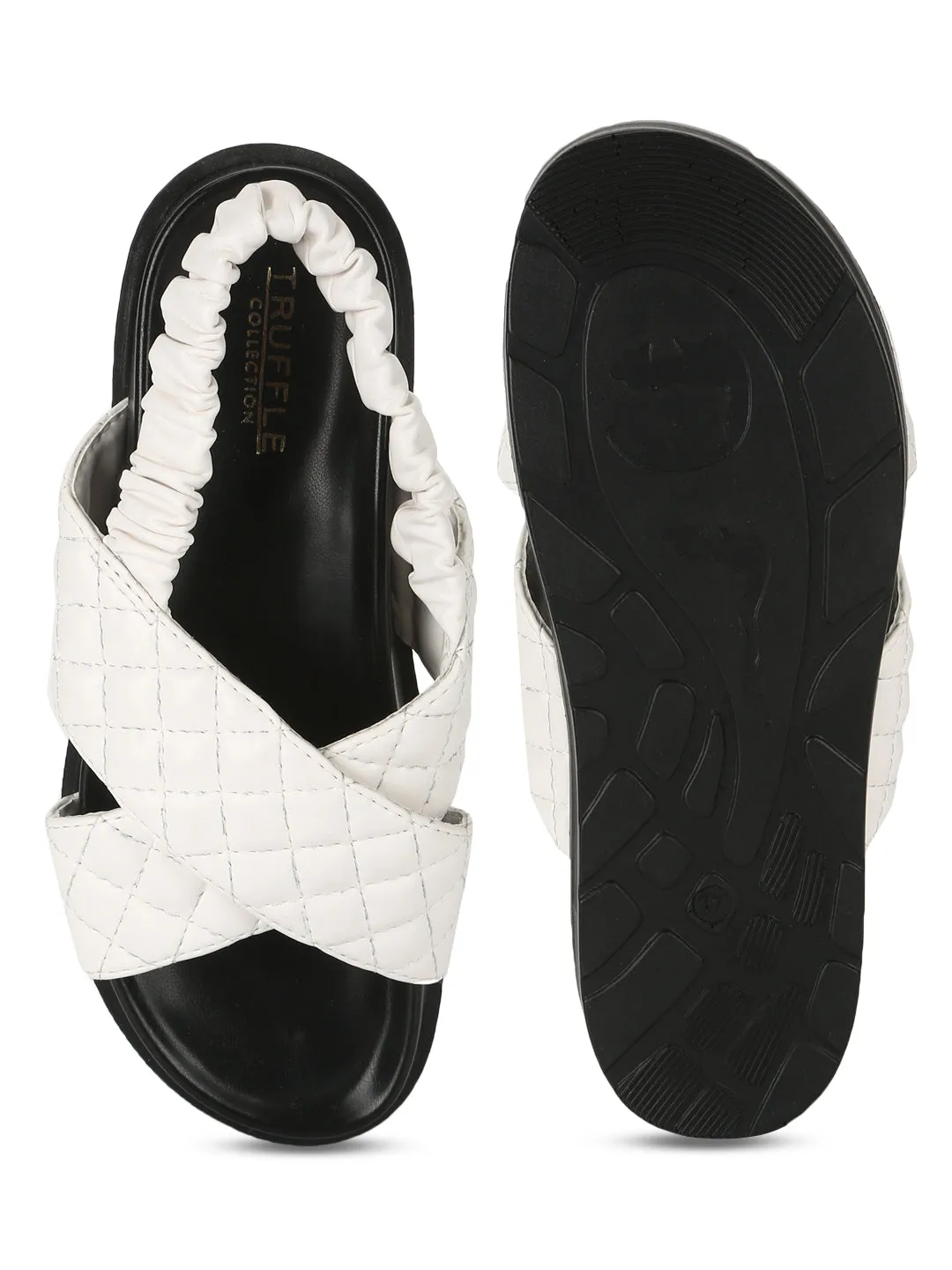 Weiße PU-Sandalen mit Steppung und Plateauabsatz