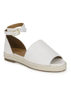 Weiße PU-Breitband-Jute-Espadrilles