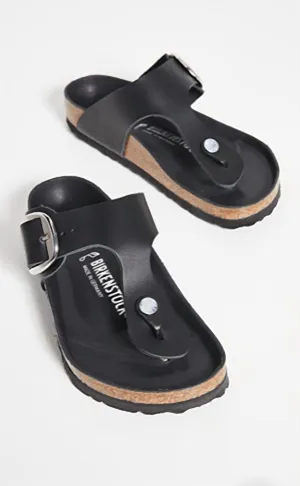 Damen Gizeh Big Buckle Sandalen in Schwarz