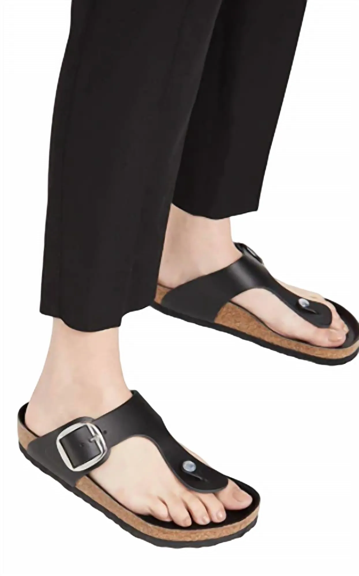 Damen Gizeh Big Buckle Sandalen in Schwarz