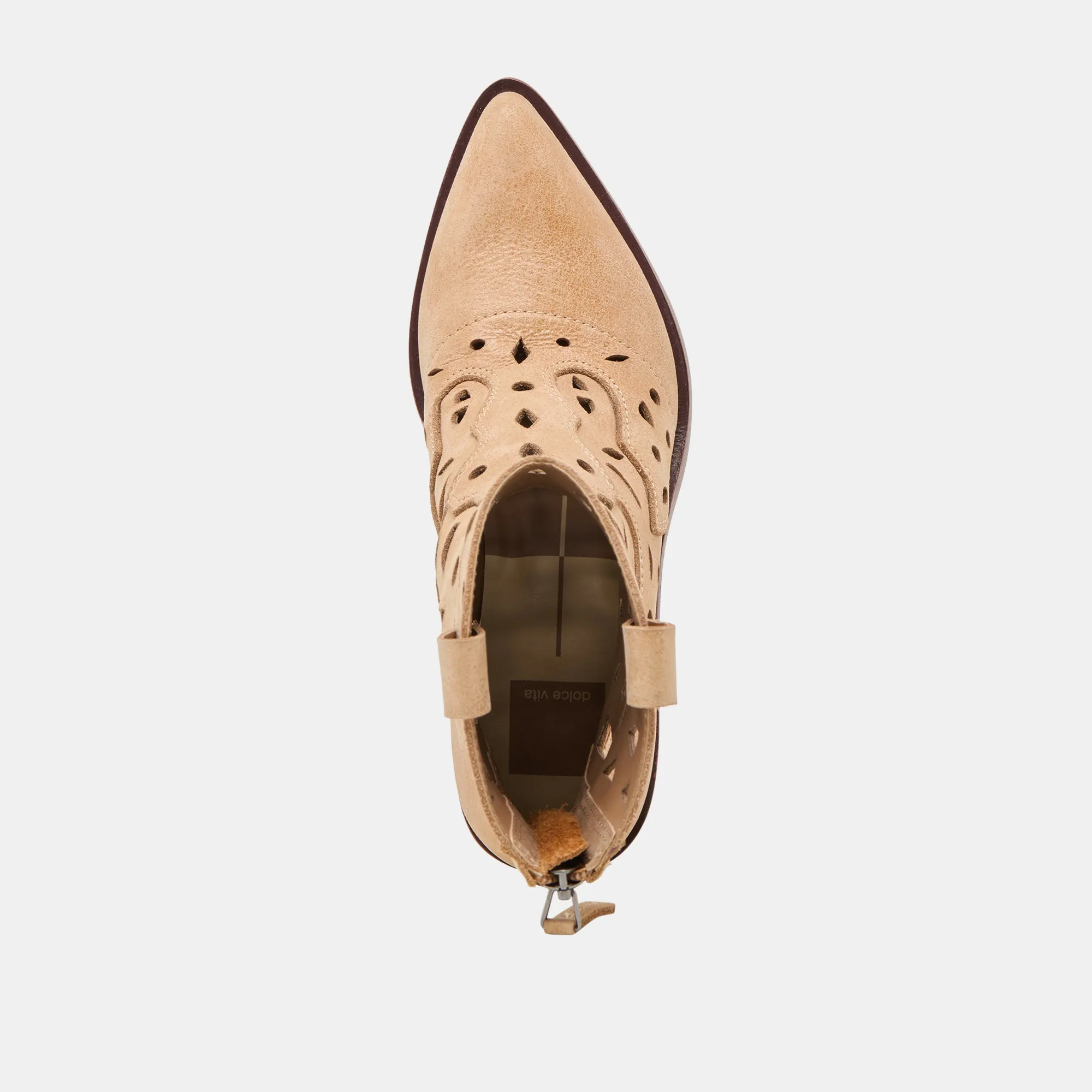 ZENOBI STIEFELETTEN KAMEL LEDER MIT VINTAGE-EFFEKT