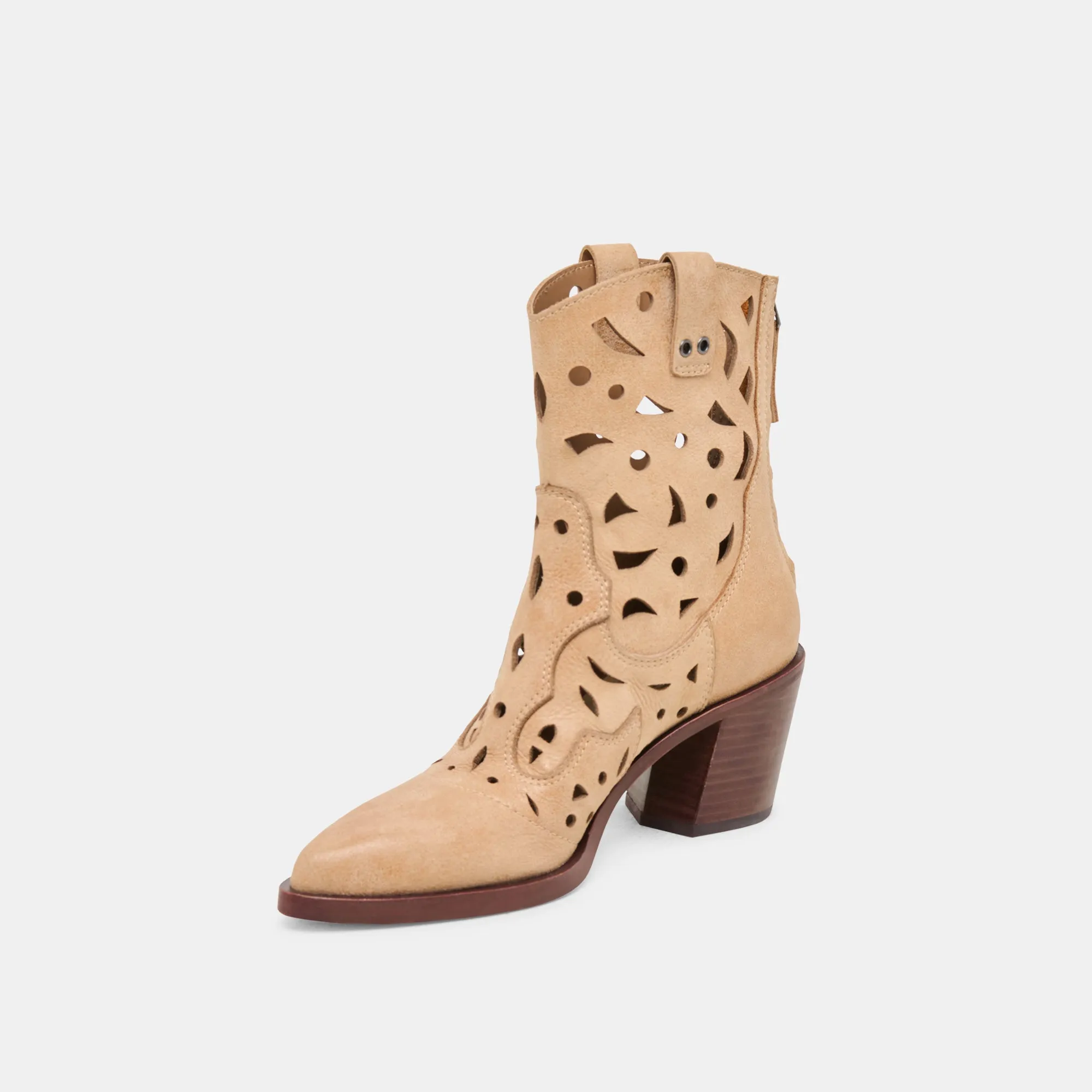 ZENOBI STIEFELETTEN KAMEL LEDER MIT VINTAGE-EFFEKT