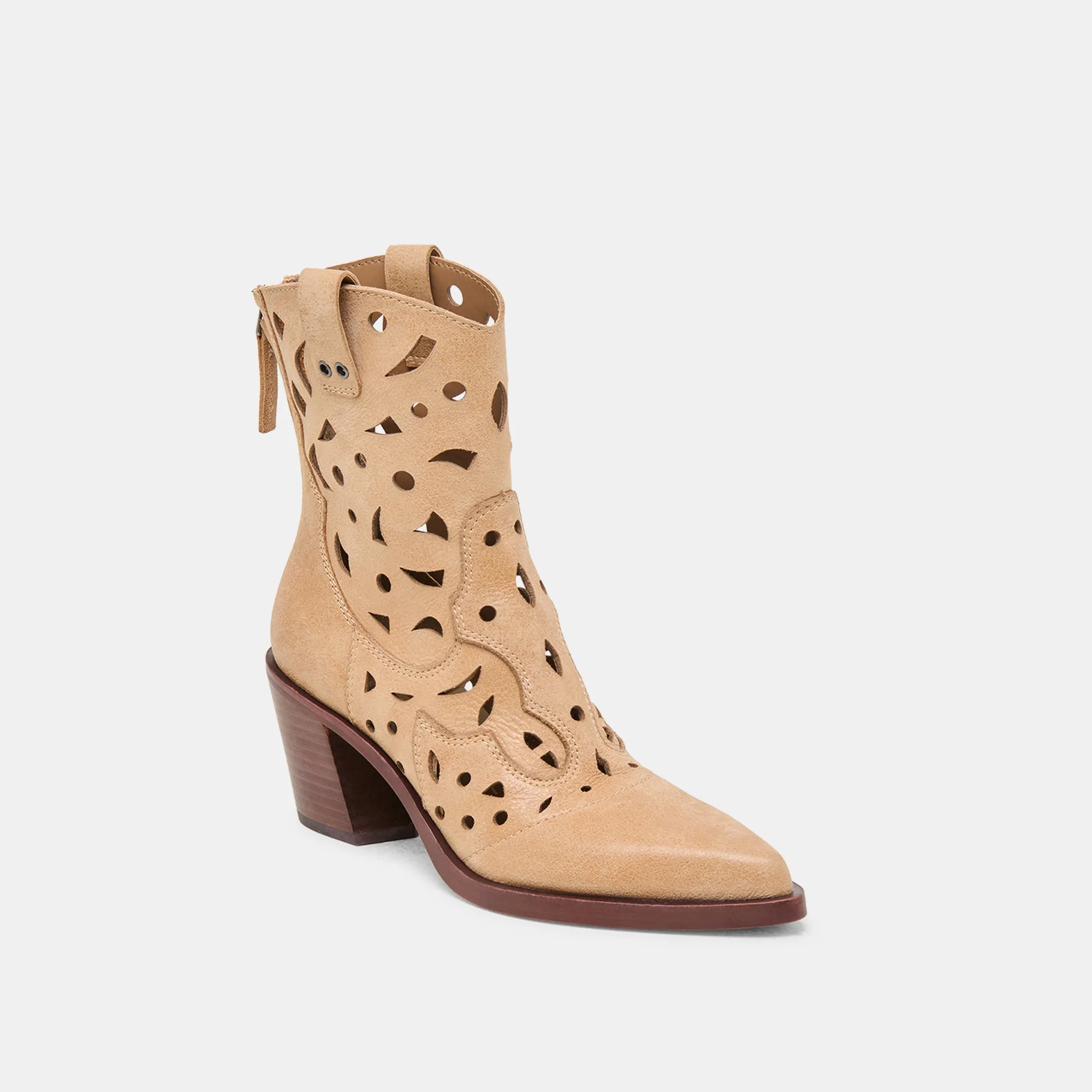 ZENOBI STIEFELETTEN KAMEL LEDER MIT VINTAGE-EFFEKT