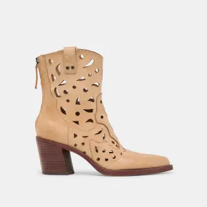 ZENOBI STIEFELETTEN KAMEL LEDER MIT VINTAGE-EFFEKT