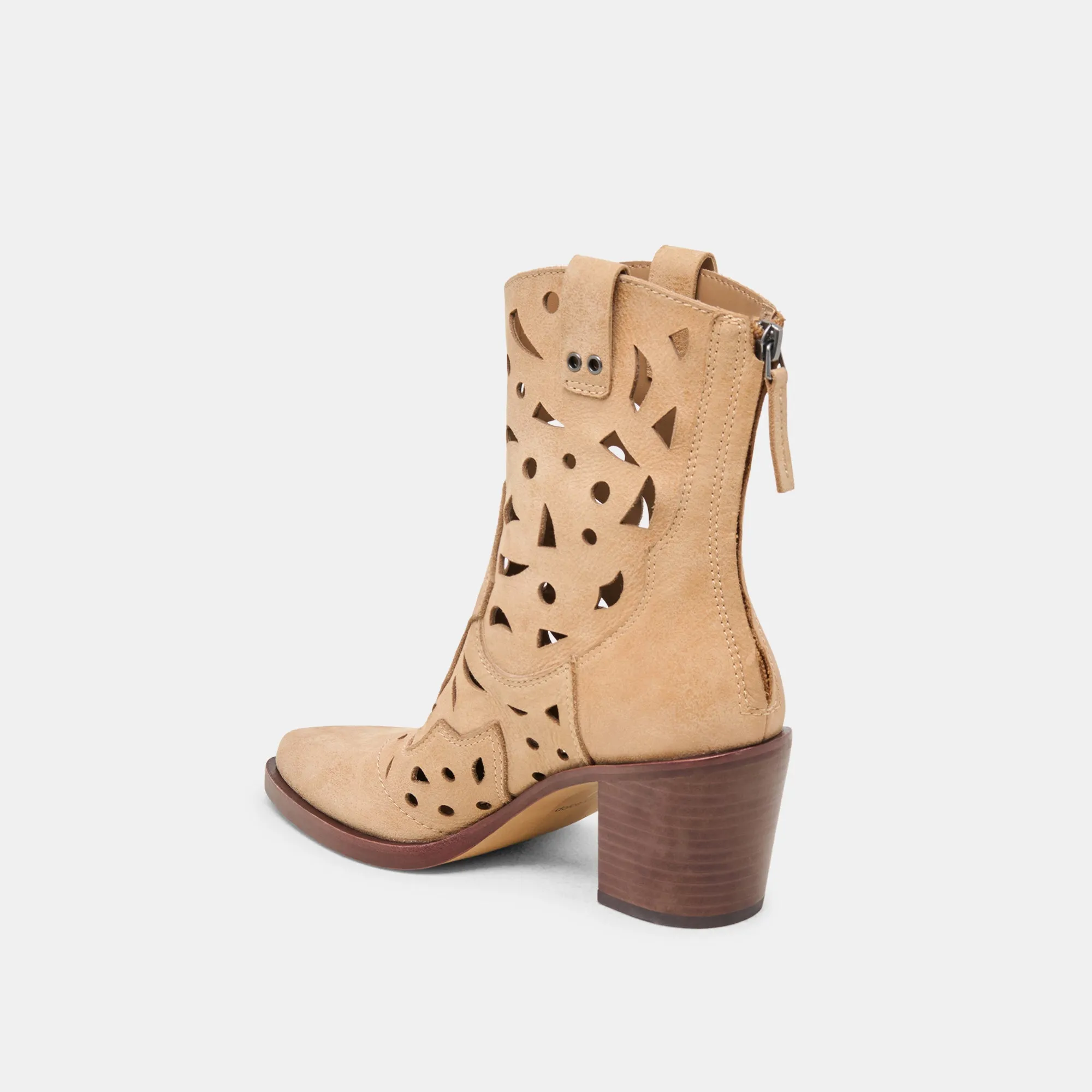 ZENOBI STIEFELETTEN KAMEL LEDER MIT VINTAGE-EFFEKT